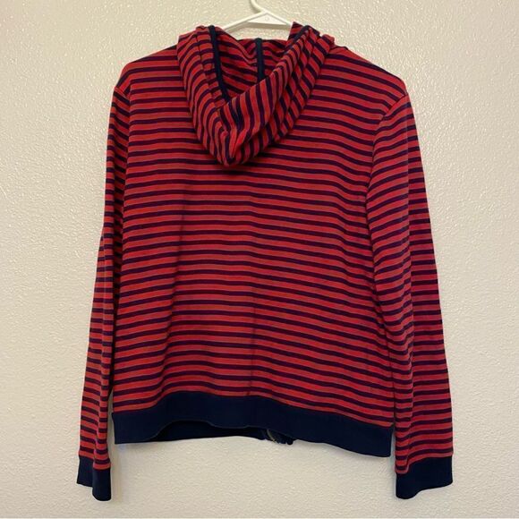 Lauren Ralph Lauren Navy blue red striped hooded full zip sweatshirt hoodie-M - Picture 2 of 11